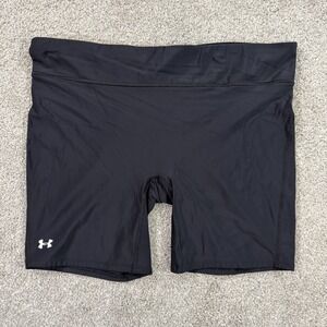 Under Armour HeatGear Compression Shorts 2XL Black Stretch‎ Training Gym Women's